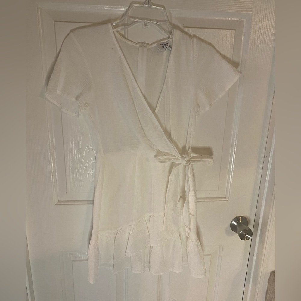 Princess Polly Dress Size 6 Faux Wrap Linen like material
